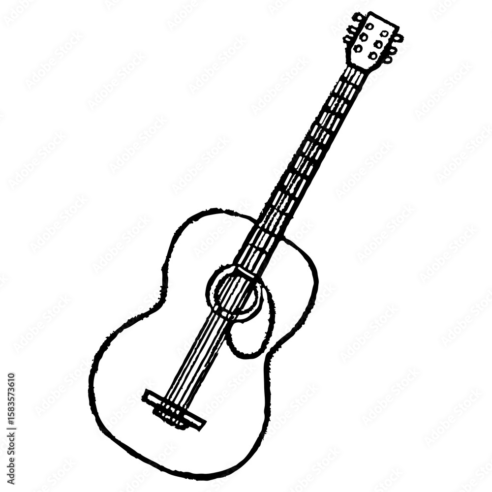Fototapeta premium Electric guitar png sticker, string musical instrument doodle
