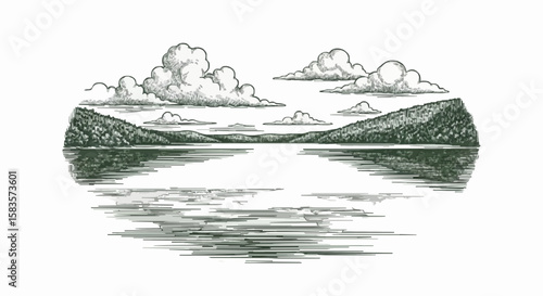 Lake porcelain decoration design (dark green)