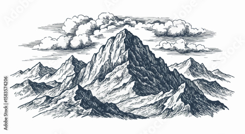 Mountainous porcelain decoration design (dark blue)