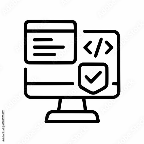 Monitor with floating interface elements. Digital tool mastery