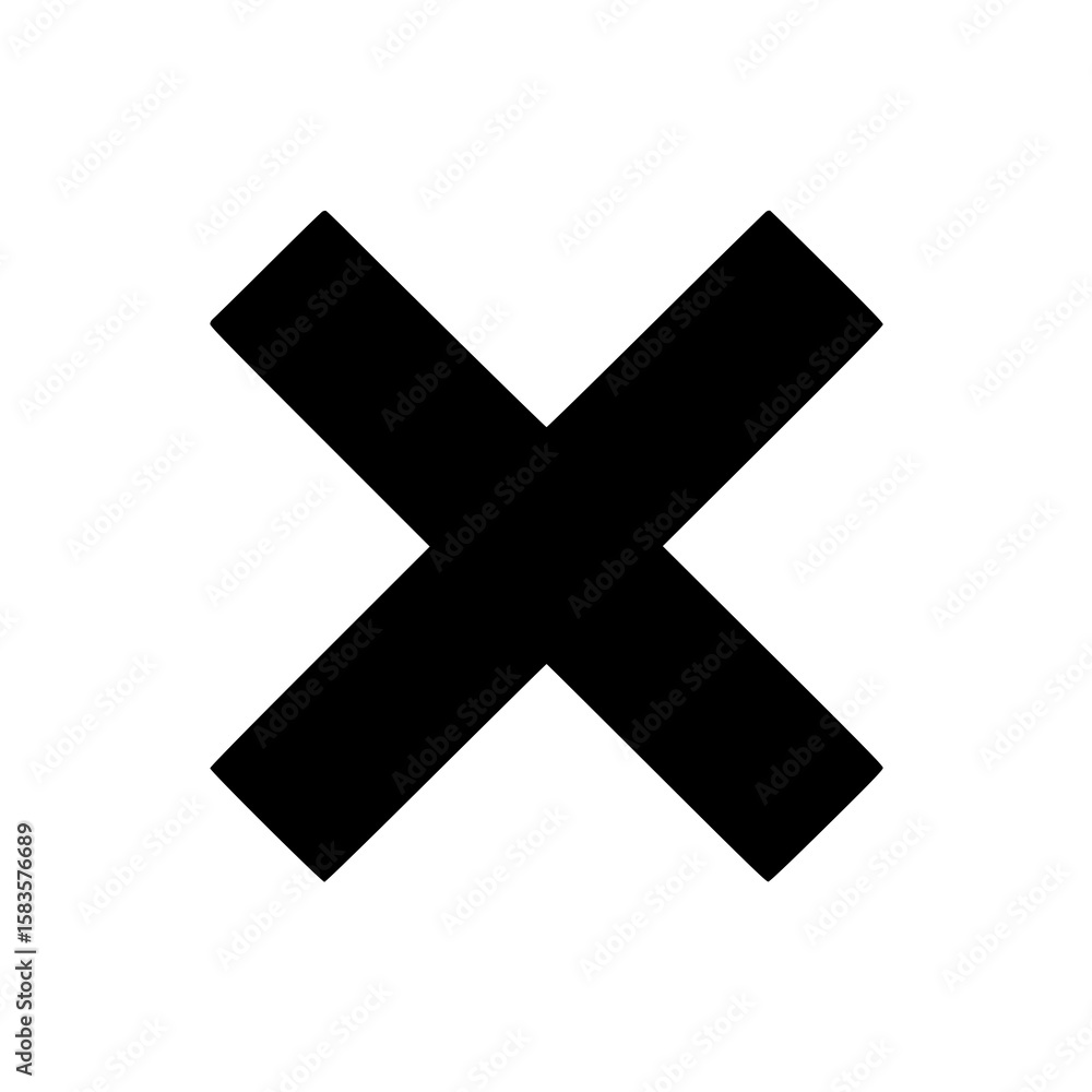 Cross Symbol: A bold, monochrome illustration depicting a simple, stark black cross against a white background, symbolizing negation or closure. Cross Symbol: A bold, monochrome illustration depicting a simple, stark black cross against a white background, symbolizing negation or closure.