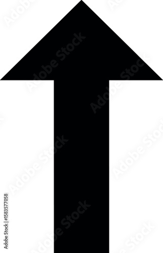 Straight black arrow graph up ward direction over transparent background