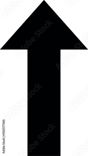 Straight black arrow graph up ward direction over transparent background