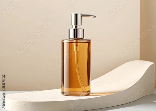 Elegant Amber Glass Liquid Soap Dispenser with Silver Pump Top Perfect for Modern Kitchen and Bathroom Countertops and Vanity Areas