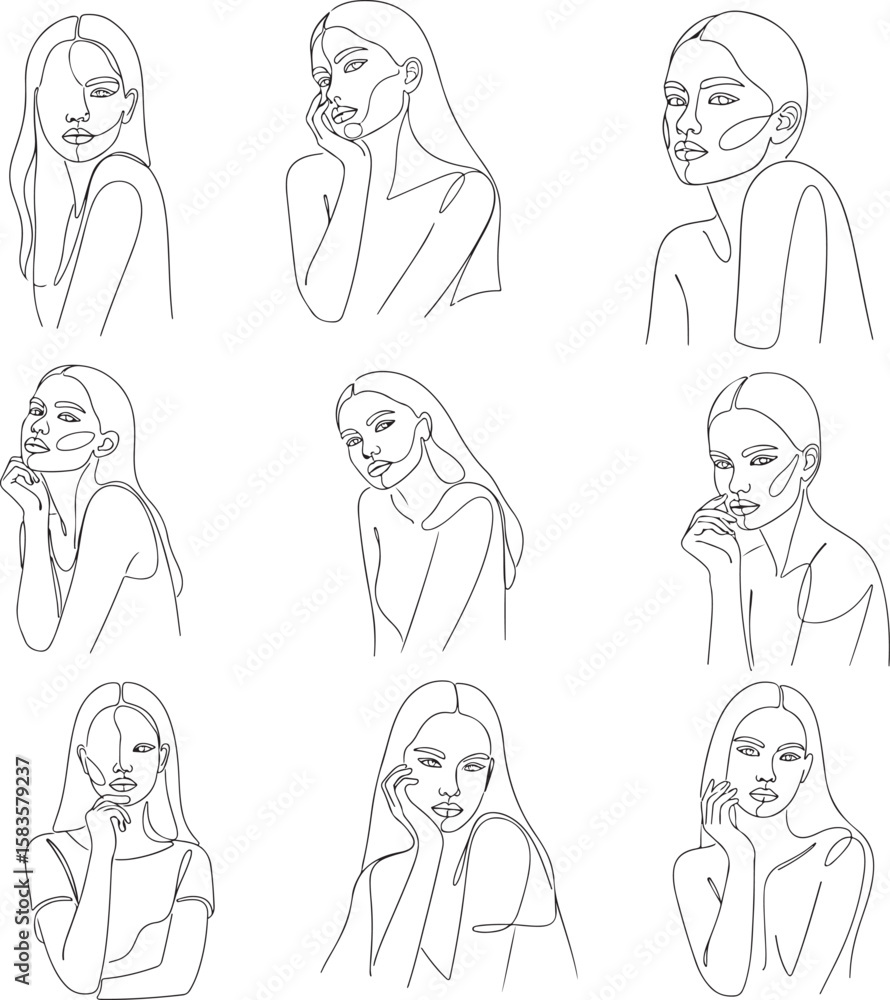 Collection of Minimalist Line Art Female Portrait Collection of Minimalist Line Art Female Portrait