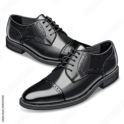 A polished black leather shoe in a clean and modern design, ideal for fashion content, formalwear visuals, and footwear ads.