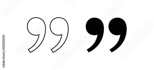 Two Pairs of Quotation Marks: One Solid Black and the Other a Line Drawing