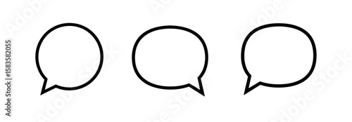 Three Rounded Speech Bubbles with Pointed Tails for Text Messages and Online Communication