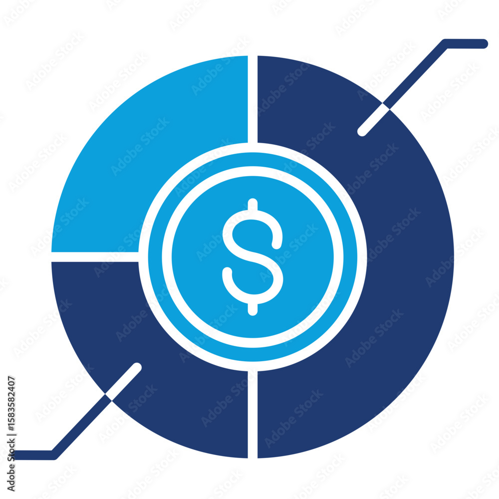 Fototapeta premium Asset Allocation Flat Blue Icon
