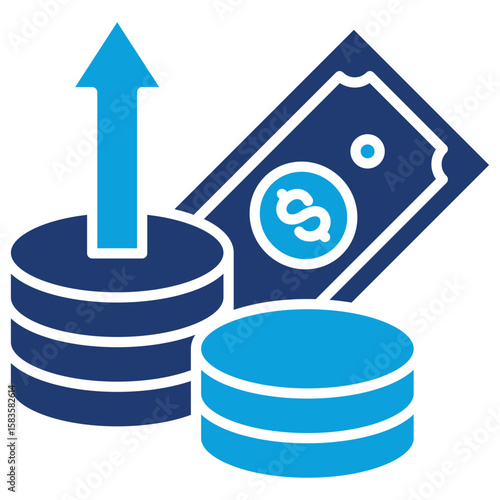 Inflation Rate Flat Blue Icon