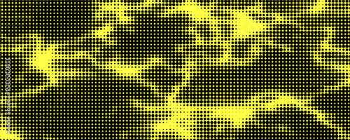 Electric neon waves filling the ether. Shimmering dots forming a pattern of smooth lines, Acid vector background for music album.
