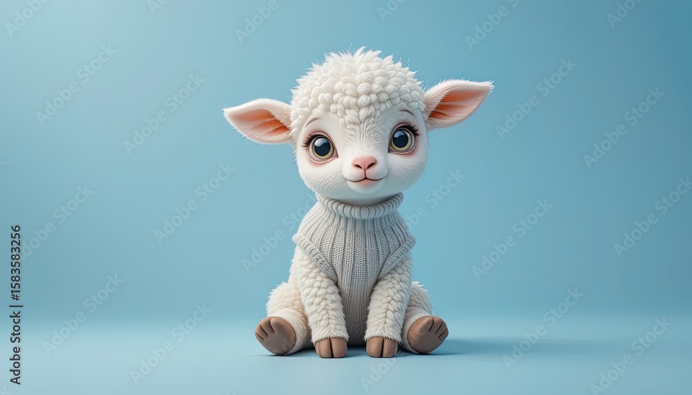 Naklejka premium Cute cartoon sheep wearing a sweater.