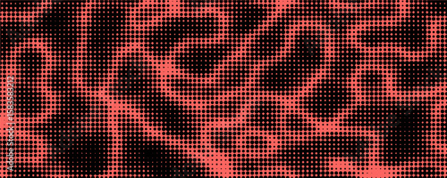 Electric neon waves filling the ether. Shimmering dots forming a pattern of smooth lines, bumps and depressions.