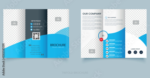 Corporate business trifold brochure template. Modern, Creative and Professional tri fold brochure vector design. Editable file