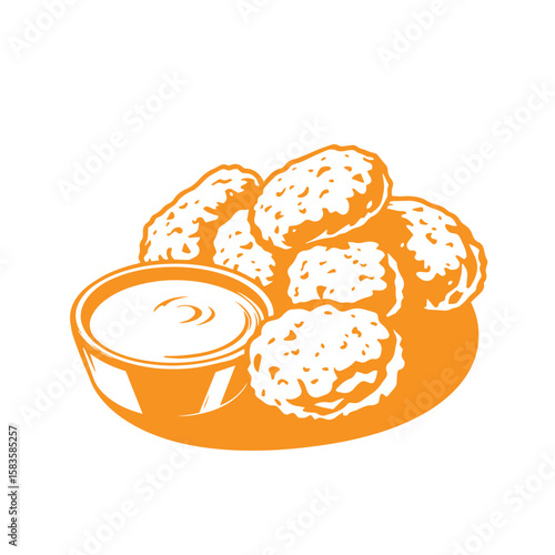 Chicken nuggets with dipping sauce vector design illustration.