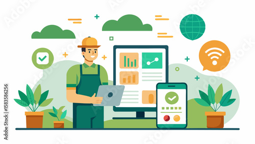 An app that allows farmers to input data on crop variety soil composition and other factors to generate personalized crop yield predictions for their specific farm.. Vector illustration