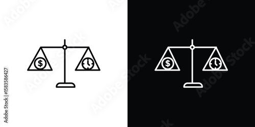 Time and money compare scale icon editable concept. editable vector stroke symbols