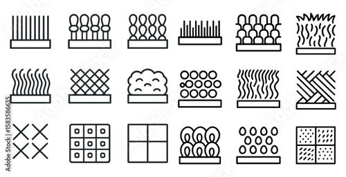 The image is a collection of different textures, including a variety of squares, circles, and other shapes. The textures range from smooth and sleek to rough and bumpy, creating a diverse