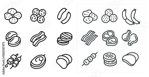 The image displays a variety of food items, including meats, vegetables, and condiments. The assortment of food items is arranged in a visually appealing manner, with each item clearly visible