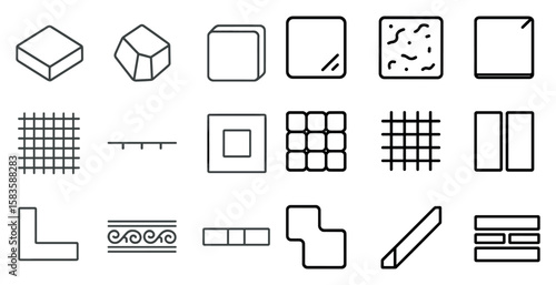 The image is a collection of various shapes and lines, each with its own unique size and color. The shapes and lines are scattered throughout the image, creating a sense of movement and depth