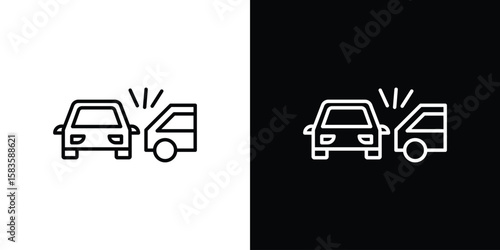 Rear end collision icon editable concept. editable vector stroke symbols