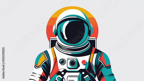 Retro Astronaut with Sunset Background