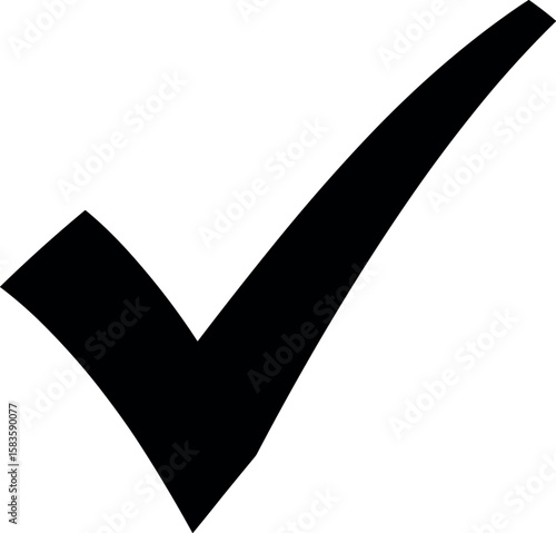 black right tick check mark icon flat style icon, checkmark icon.