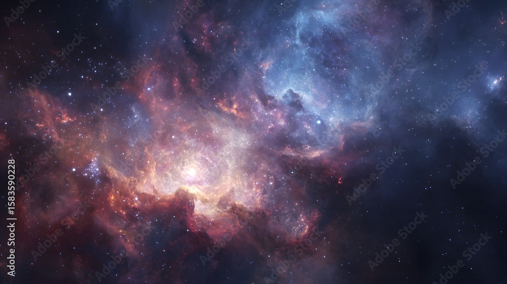 Fototapeta premium Cosmic galaxy abstract background featuring realistic star clusters deep space textures glowing nebula lighting natural photo realistic depth viewed from a wide angle perspective