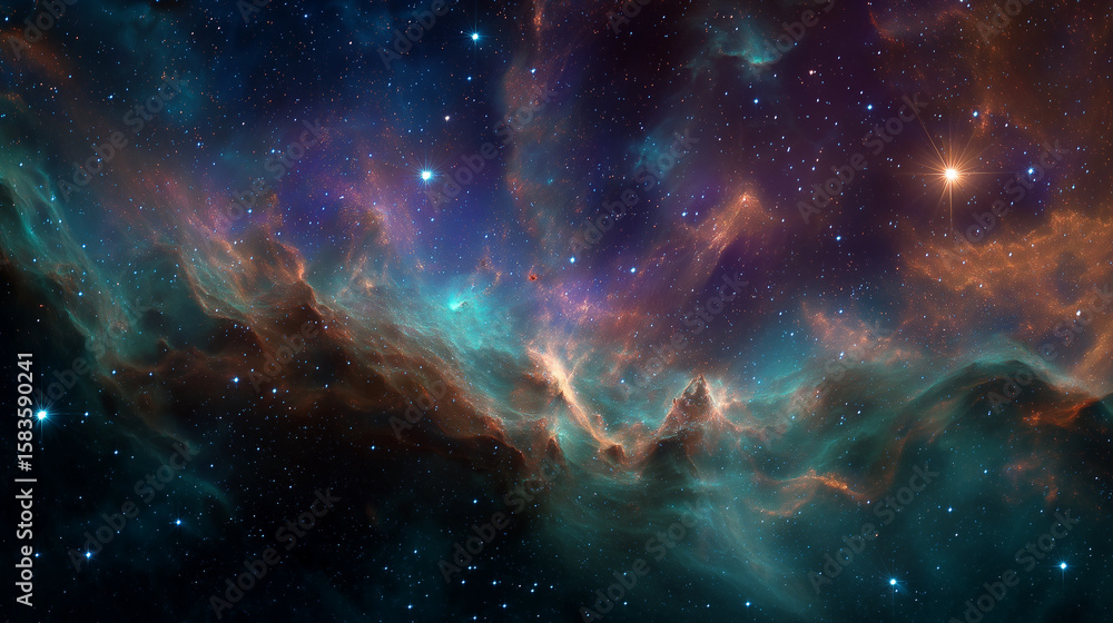 Naklejka premium Celestial Nebula: Cosmic Background