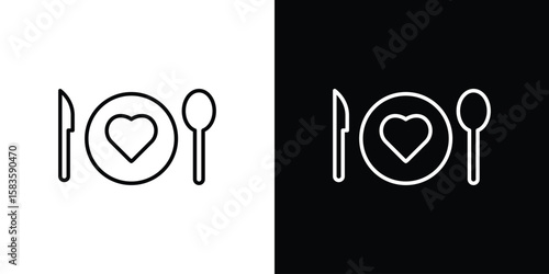 Love Plate icon editable concept. editable vector stroke symbols
