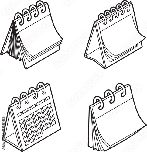 Set of Calendar Outline vector illustration isolated On Transparent Background