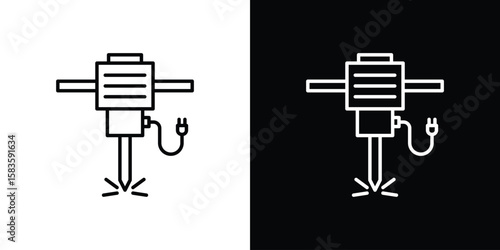 Hydraulic breaker icon editable concept. editable vector stroke symbols