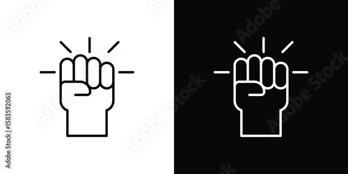 Hand with Power icon editable concept. editable vector stroke symbols