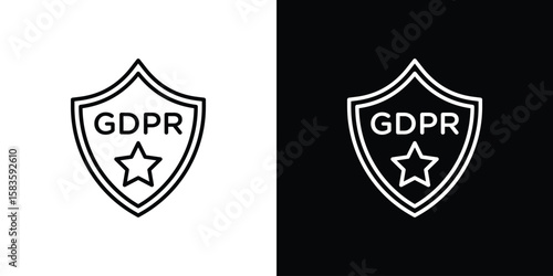 GDPR shield icon editable concept. editable vector stroke symbols