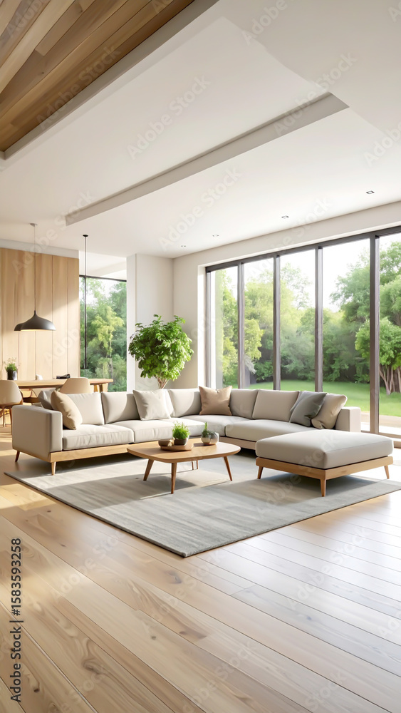 Fototapeta premium Wohnzimmer in Naturtönen