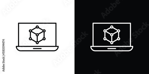 Computer simulation icon editable concept. editable vector stroke symbols