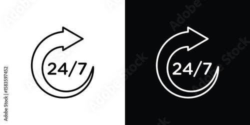 24 7 icon editable concept. editable vector stroke symbols