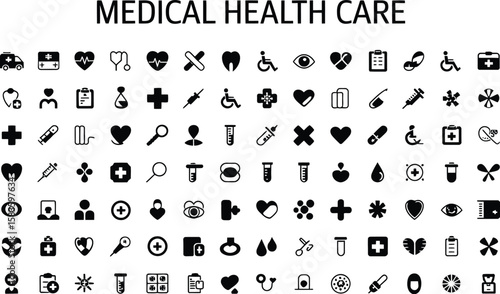 Medical healthcare icons set vector design for clinic and hospital usage