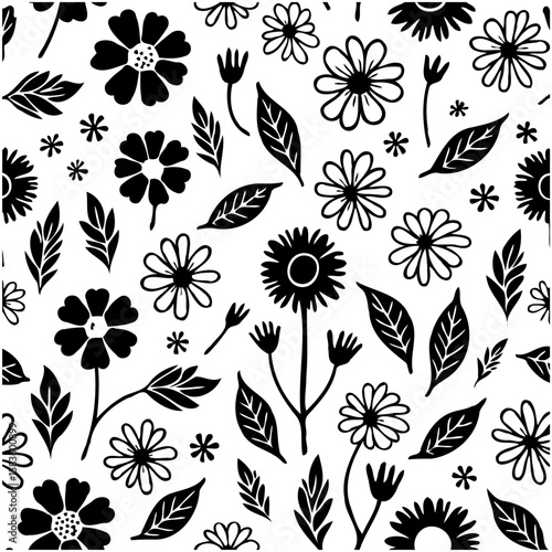 Monochrome floral seamless pattern illustration perfect for modern design needs