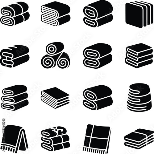 Vector Folded & Rolled Towel Silhouettes: A Graphic Collection for Spa and Bathroom Concepts.