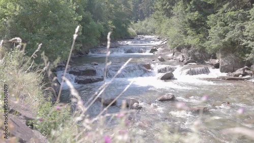 Wide mountain river in the Dolomites