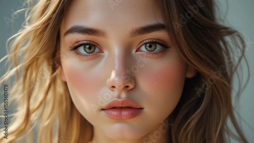 Wallpaper Mural Closeup Portrait Of A Young Woman With Natural Makeup And Soft Light Torontodigital.ca