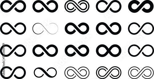 Infinity symbol vector set endless loop icon design graphic mathematics sign