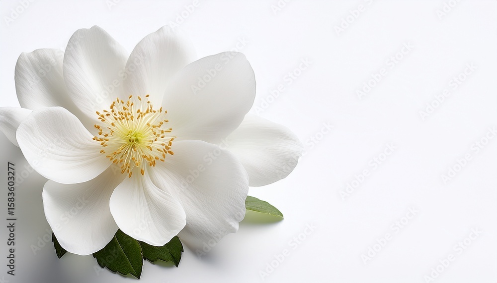 Obraz premium delicate white flower blossom against pure white backdrop whitebackground isolated plant