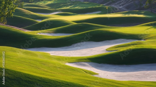 The Rolling Greens of a Beautiful Golf Course in Serene Nature