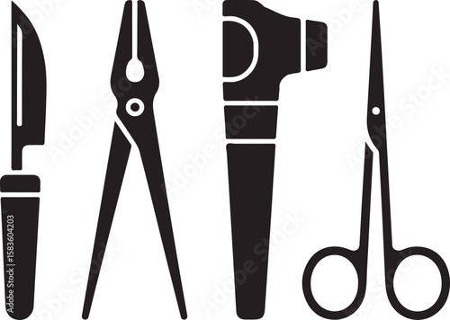 Black Silhouette Medical Surgical Instruments Set medical instruments