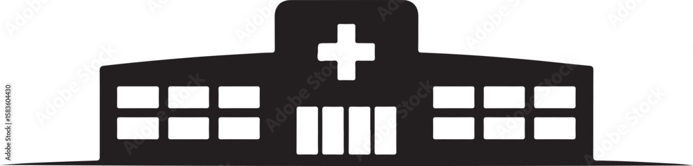 Fototapeta premium Black silhouette of a building with a cross symbol