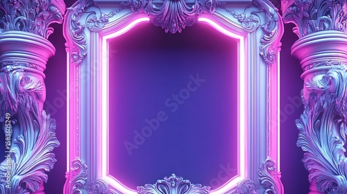 Ornate frame with vibrant neon glow (3)