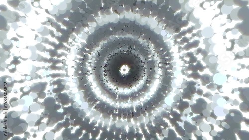 Abstract Circle Tunnel Looping Gray and White Background