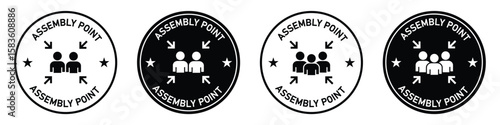 Assembly point label set icon, vector illustration